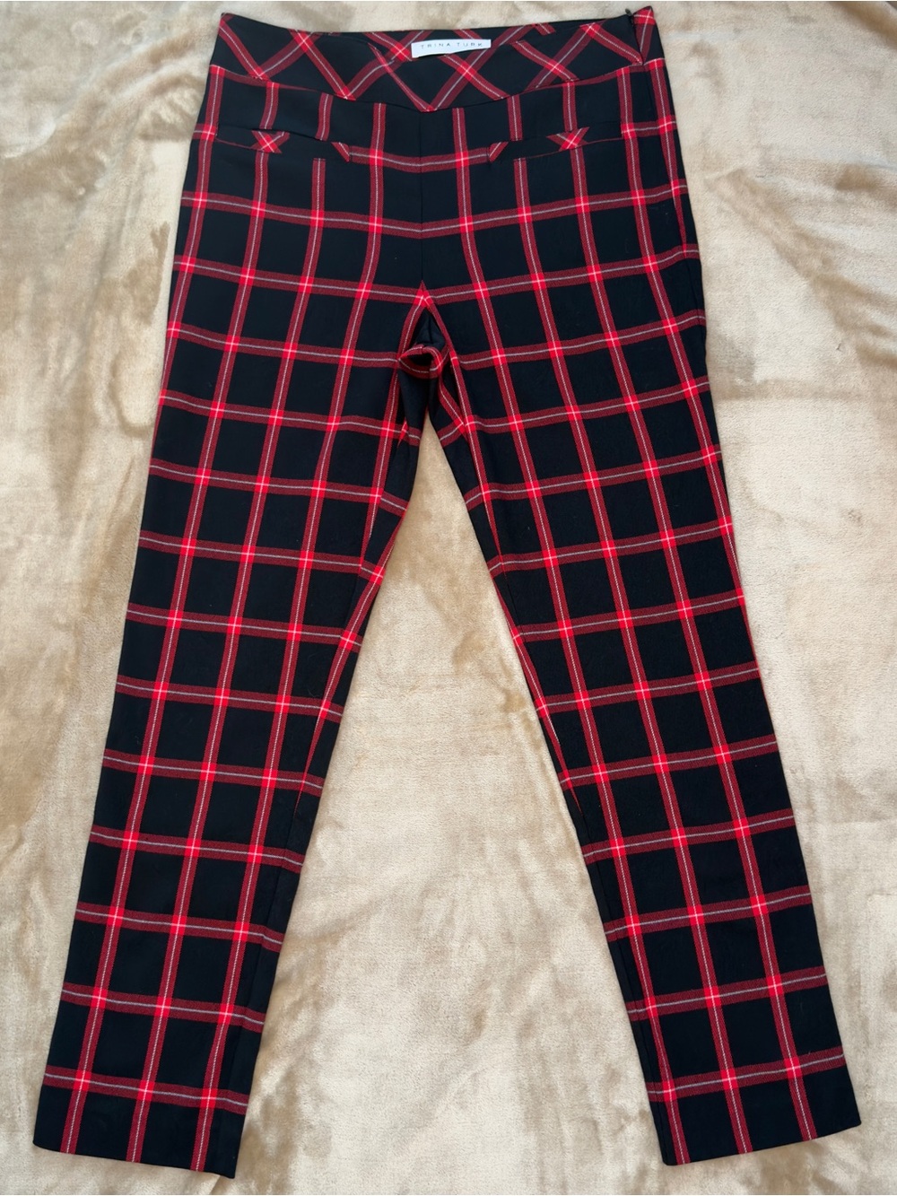 Trina Turk Black & Red Plaid Ankle Pants Size 6